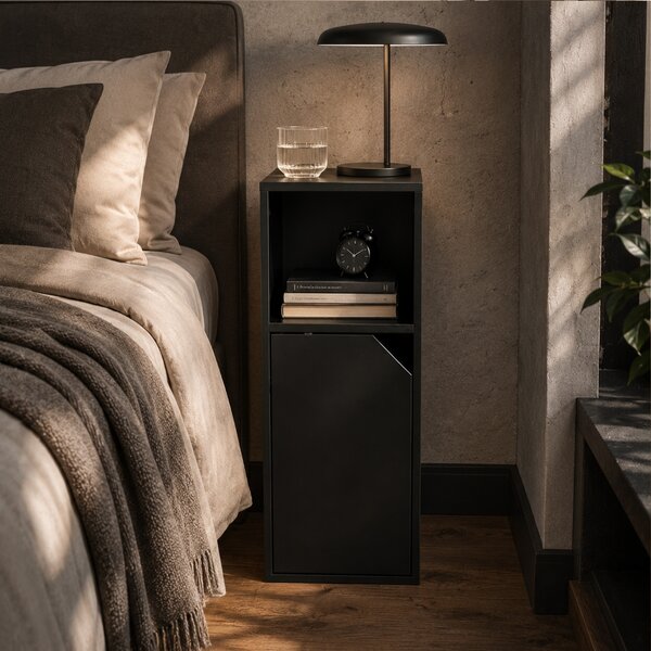 Szafka wąska z drzwiczkami, otwartą wnęką i półką w środku, 25 x 34 x 61,5 cm