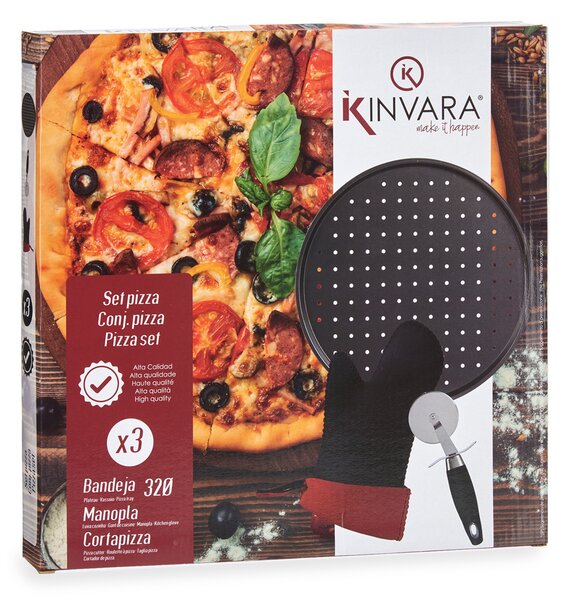 Zestaw do pizzy: blaszka Ø 32 cm, nożyk do pizzy i rękawica