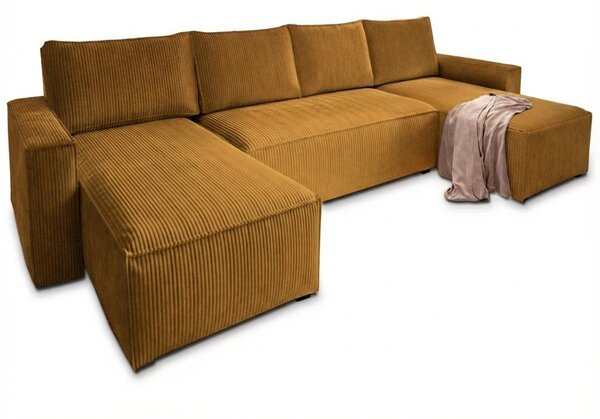 Narożnik w kształcie U SMART COSARO 295x140 cm, musztardowy