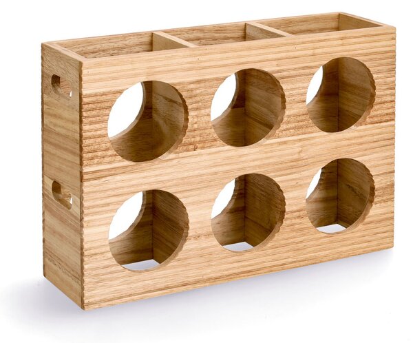 Stojak na 6 butelek, drewno, 38 x 11,6 x 27 cm