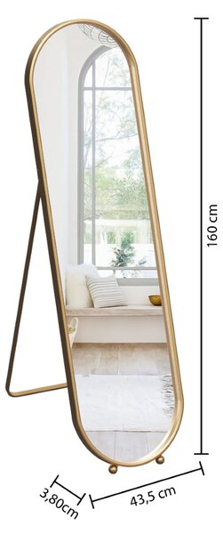 Duże lustro stojące złota rama EDI, 43,5 x 160 cm