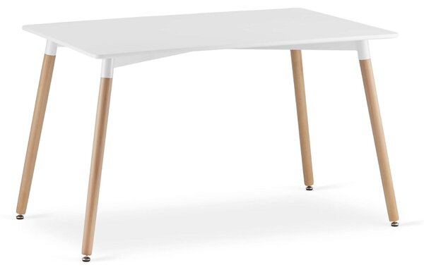 Prostokątny drewniany stół do jadalni o wymiarach 120cm x 80cm - biały