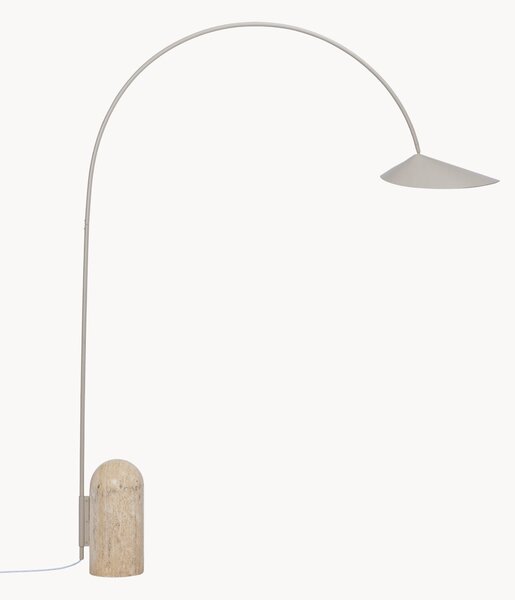 Lampa łukowa z regulacją wysokości i podstawą z trawertynu Arum