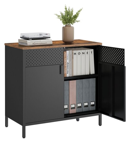 Metalowa szafka BRIX, 76x80x40cm, brązowy/czarny SongmicsHome