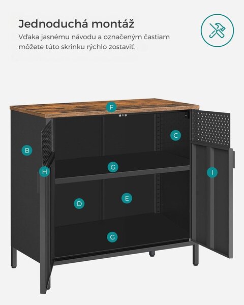 Metalowa szafka BRIX, 76x80x40cm, brązowy/czarny SongmicsHome