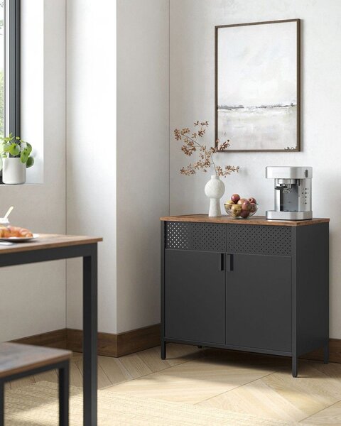 Metalowa szafka BRIX, 76x80x40cm, brązowy/czarny SongmicsHome