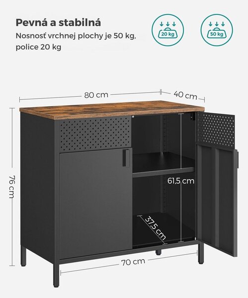 Metalowa szafka BRIX, 76x80x40cm, brązowy/czarny SongmicsHome