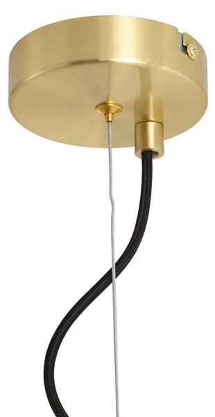 Lampa wisząca Art Deco mosiężna z bursztynowym szkłem 6-punktowa - Ryan