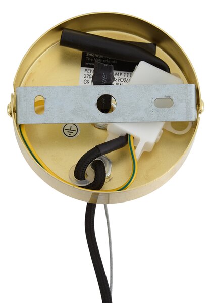 Lampa wisząca Art Deco mosiężna z bursztynowym szkłem 6-punktowa - Ryan