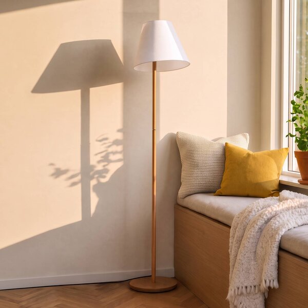 Lampa stojąca Jinda Lucande, biały / opal, salon / jadalnia, tkanina / materiał / jedwab, skandynawski