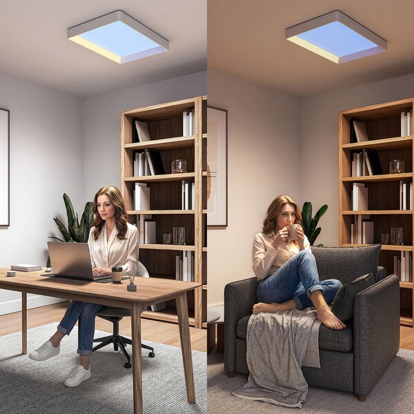 Philips Lampa sufitowa SKYLIGHT, możliwość ściemniania, biały / opal, salon / jadalnia, tworzywo sztuczne, nowoczesny