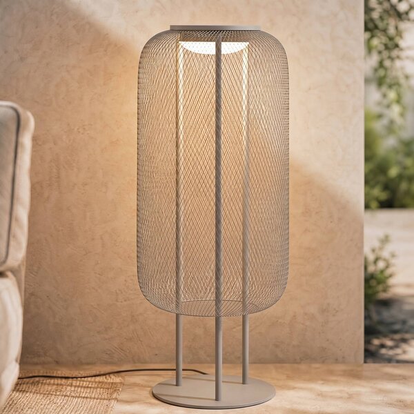 Lampa stojąca LED Lucande Korvyn, kolor kamiennoszary, wysokość 80 cm, IP44 Korvyn, aluminiowy / szary / cynkowy, metal, design