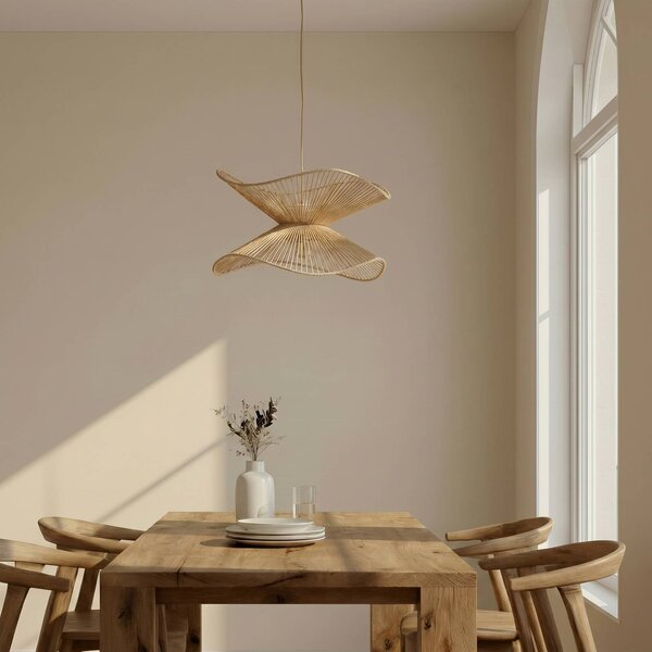 Lampa wisząca Valdorin Lindby, możliwość ściemniania, kremowy / amber, sypialnia, papier / lunolit / lunopal, nowoczesny