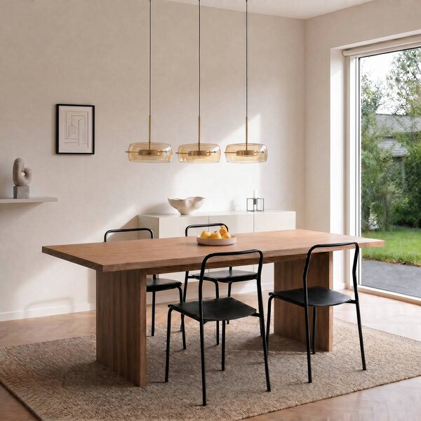 Lampa wisząca Martis Lucande, możliwość ściemniania, kremowy / amber, salon / jadalnia, szkło, nowoczesny