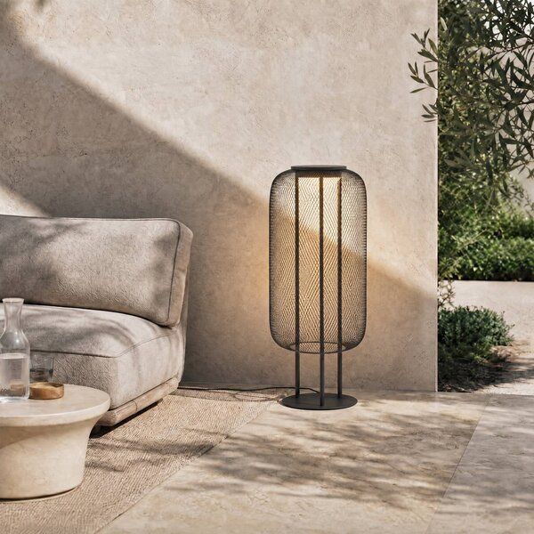 Lampa stojąca LED Lucande Korvyn, czarna, wysokość 80 cm, IP44 Korvyn, czarny, metal, design