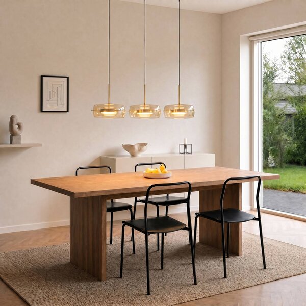 Lampa wisząca Martis Lucande, możliwość ściemniania, kremowy / amber, salon / jadalnia, szkło, nowoczesny