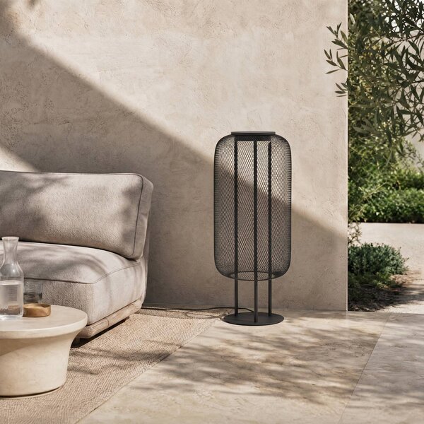 Lampa stojąca LED Lucande Korvyn, czarna, wysokość 80 cm, IP44 Korvyn, czarny, metal, design