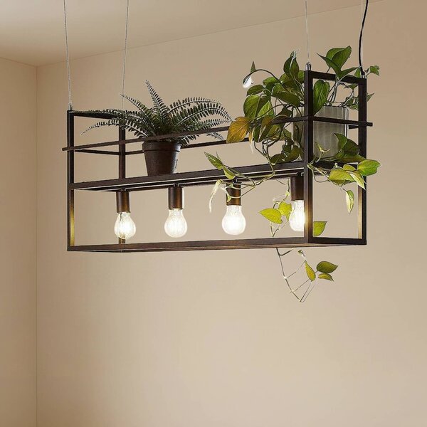 Lampa wisząca Grisela Lindby, możliwość ściemniania, czarny, salon / jadalnia, metal, nowoczesny