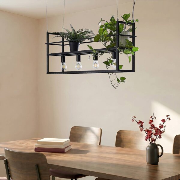 Lampa wisząca Grisela Lindby, możliwość ściemniania, czarny, salon / jadalnia, metal, nowoczesny