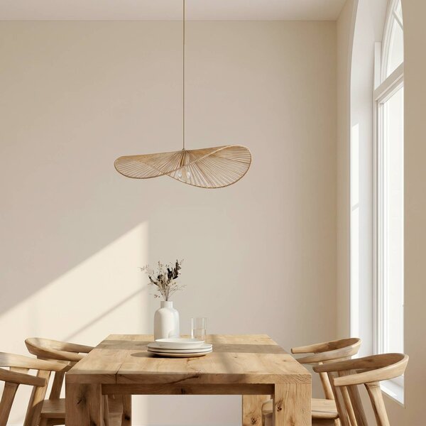 Lampa wisząca Valdorin Lindby, możliwość ściemniania, kremowy / amber, salon / jadalnia, papier / lunolit / lunopal, nowoczesny