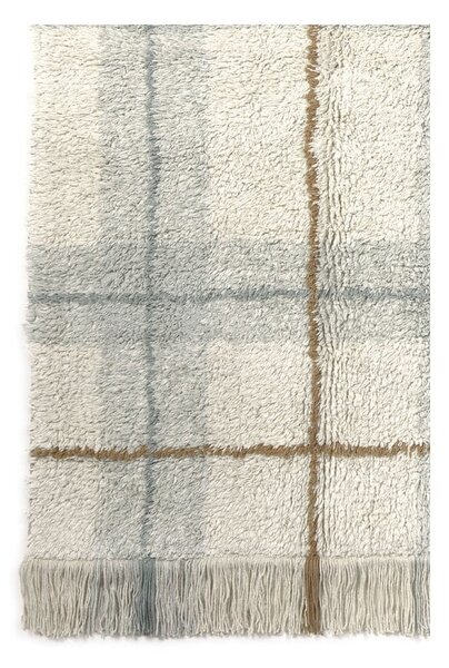 Kremowo-szałwiowy bawełniany dywan odpowiedni do prania/tkany ręcznie 140x190 cm Tartan Blue Sage – Lorena Canals