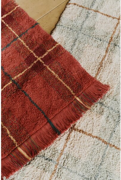 Kremowo-szałwiowy bawełniany dywan odpowiedni do prania/tkany ręcznie 140x190 cm Tartan Blue Sage – Lorena Canals