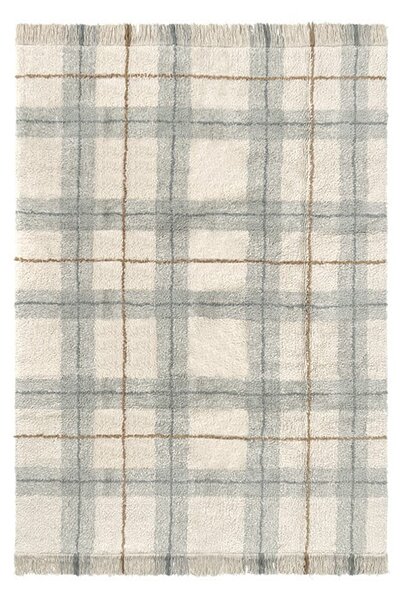 Kremowo-szałwiowy bawełniany dywan odpowiedni do prania/tkany ręcznie 140x190 cm Tartan Blue Sage – Lorena Canals