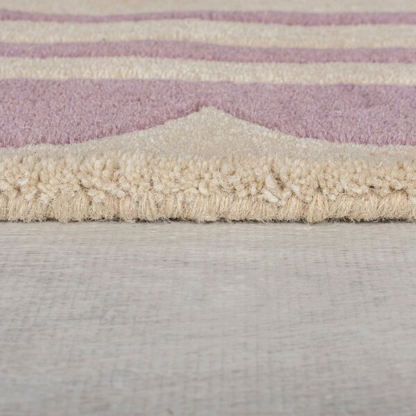 Fioletowo-naturalny wełniany chodnik tkany ręcznie 80x230 cm Lois Scallop – Flair Rugs