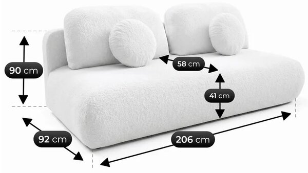Sofa BASE Rozkładana Dwuosobowa Kremowa Boucle Nowoczesna