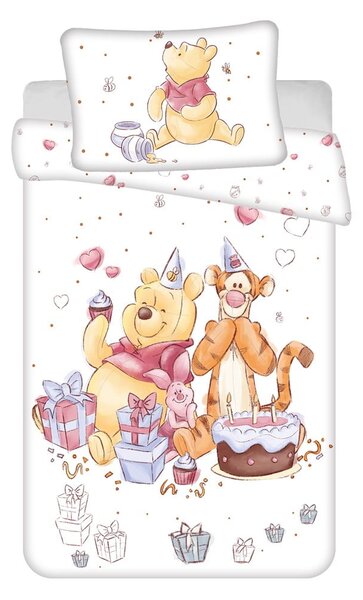 Biała bawełniana pościel dziecięca do łóżeczka 100x135 cm WTP "Birthday party" – Jerry Fabrics