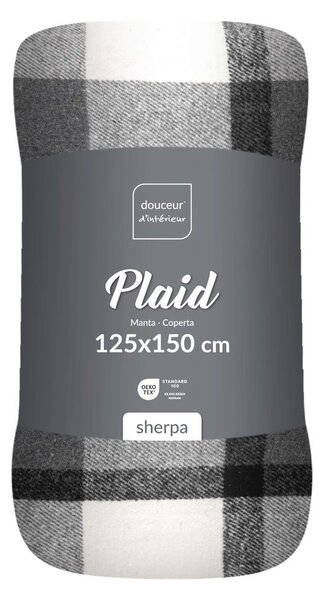Szary koc z materiału sherpa 125x150 cm Ecossais – douceur d'intérieur