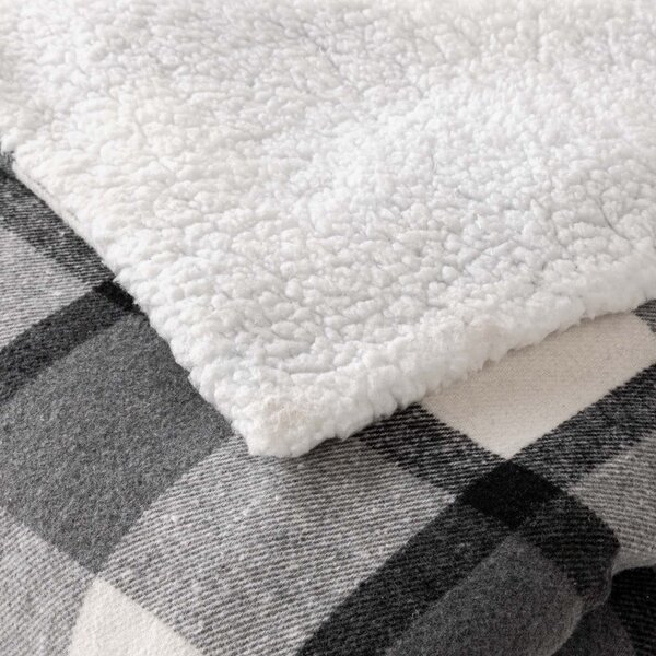 Szary koc z materiału sherpa 125x150 cm Ecossais – douceur d'intérieur