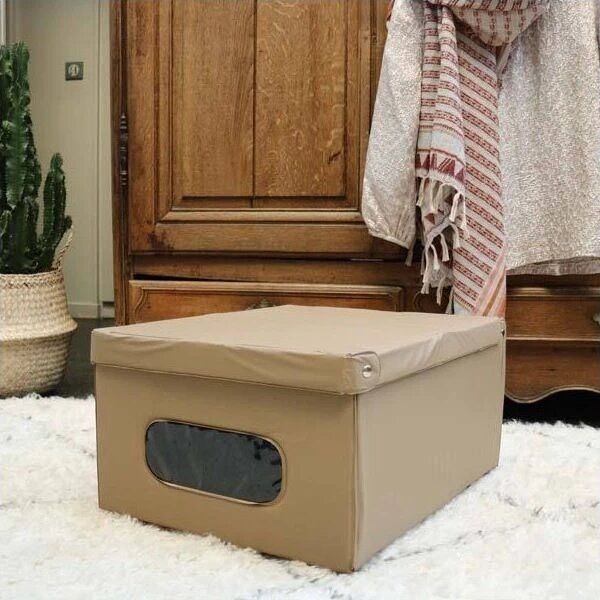 Compactor Pudełko do przechowywania składane z pokrywą SMART, 50 x 40 x 25 cm, taupe, S
