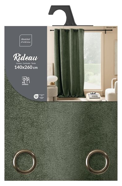 Zielona zasłona z materiału bouclé 140x260 cm Winona – douceur d'intérieur