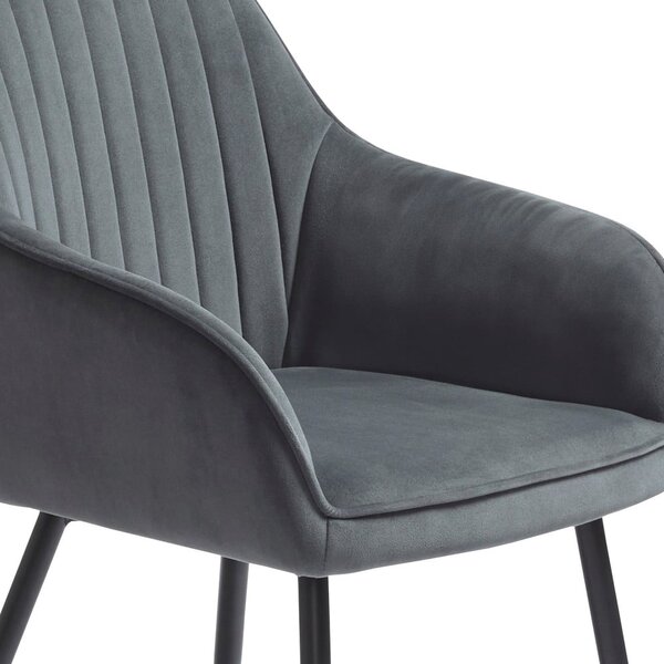 Szare tapicerowane fotele jadalniane zestaw z podłokietnikami 2 szt. Nolan Stripe – Unique Furniture