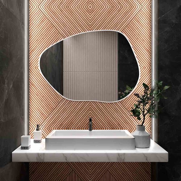 Lustro CONTORNO I w Ramie 50 x 36 cm Biały