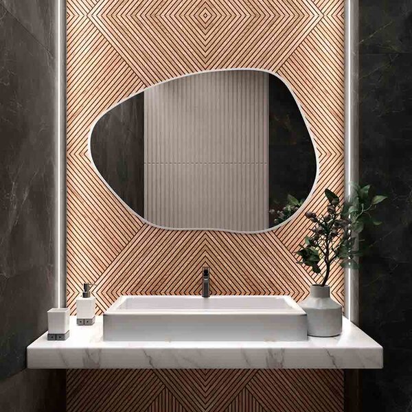 Lustro CONTORNO I w Ramie 50 x 36 cm Biały