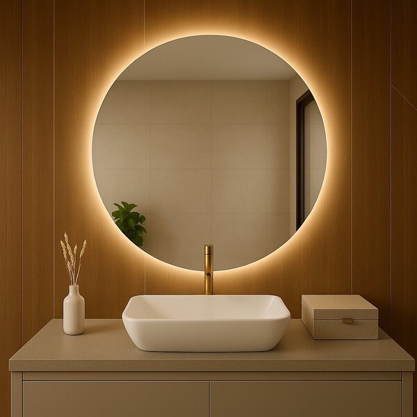 Lustro LED Okrągłe bez Ramy 50 cm Ciepła Brak Brak