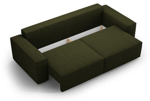 Ciemnozielona rozkładana sofa z materiału bouclé 247 cm Jodie – Micadoni Home