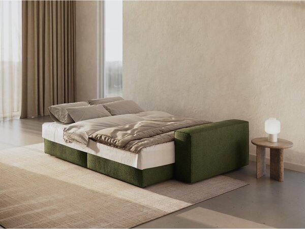 Ciemnozielona rozkładana sofa z materiału bouclé 247 cm Jodie – Micadoni Home