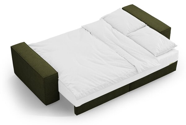 Ciemnozielona rozkładana sofa z materiału bouclé 247 cm Jodie – Micadoni Home