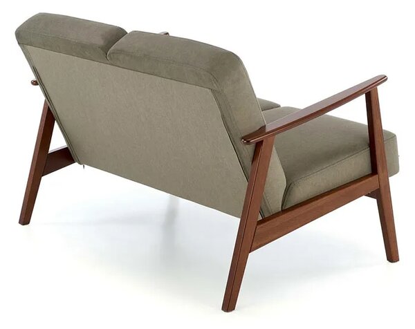 Oliwkowa drewniana sofa tapicerowana H9-D49