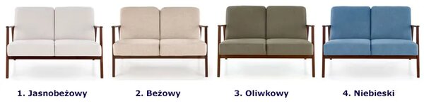 Oliwkowa drewniana sofa tapicerowana H9-D49