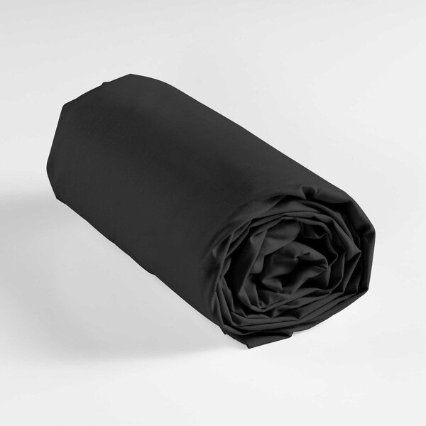 Czarne bawełniane prześcieradło z gumką 90x190 cm Lina – douceur d'intérieur