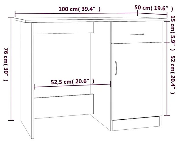 Szare biurko z szafką beton H7-Z12