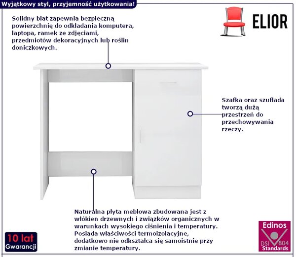 Biurko z szafką w kolorze białym B7-F26