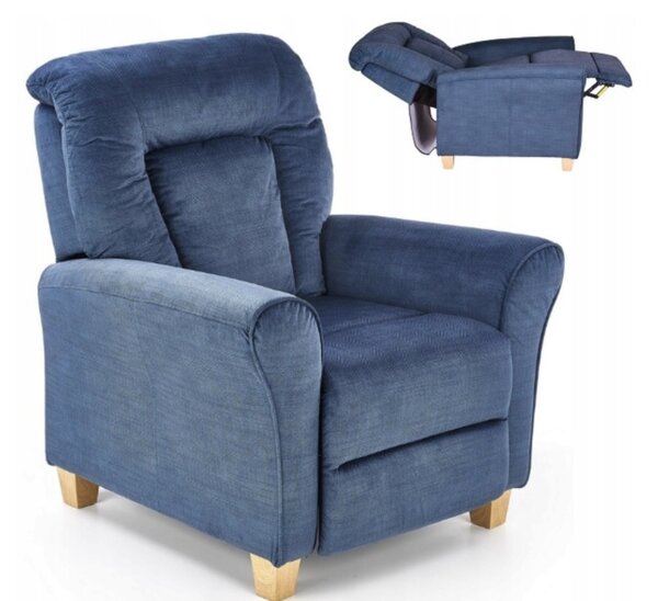 Fotel Rozkładany Wypoczynkowy z Podnóżkiem BARD Niebieski