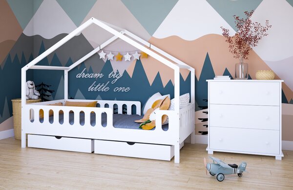 Łóżko dziecięce MINI HOME 160x80 - Białe