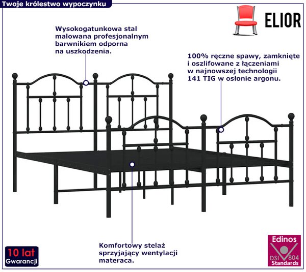Czarne metalowe łóżko w stylu loftowym 120x200cm N6-Z65