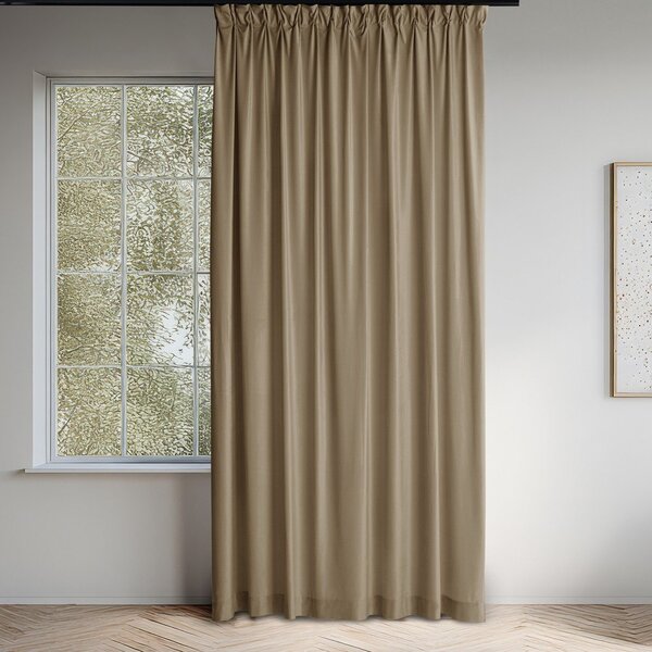 Beżowa aksamitna zasłona częściowo zaciemniająca (dimout) 140x250 cm Velto – Filumi